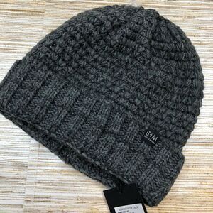 M-+125 B+M texture beanie hat GREY MELEE new